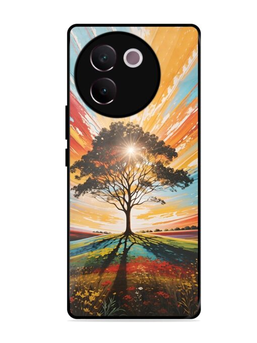 Abstract Tree Colorful Art Glossy Metal Phone Cover for Vivo V30E (5G) Zapvi