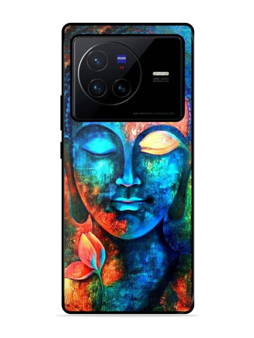 Buddha Painting Glossy Metal Phone Cover for Vivo X80 Zapvi