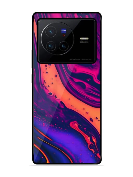 Fluid Blue Pink Art Glossy Metal Phone Cover for Vivo X80