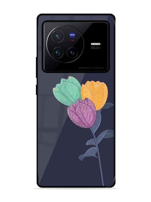 Flower Vector Glossy Metal Phone Cover for Vivo X80