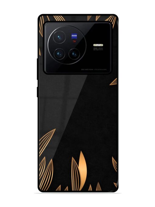 Golden Leaf Pattern Glossy Metal Phone Cover for Vivo X80