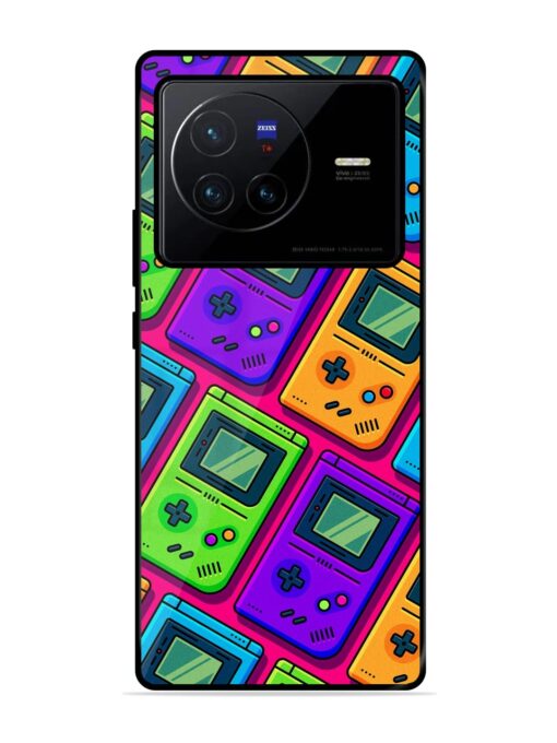 Game Seamless Pattern Glossy Metal Phone Cover for Vivo X80