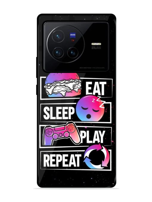 Eat Sleep Play Repeat Glossy Metal Phone Cover for Vivo X80