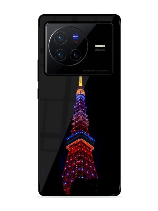 Eiffel Tower Night View Glossy Metal Phone Cover for Vivo X80