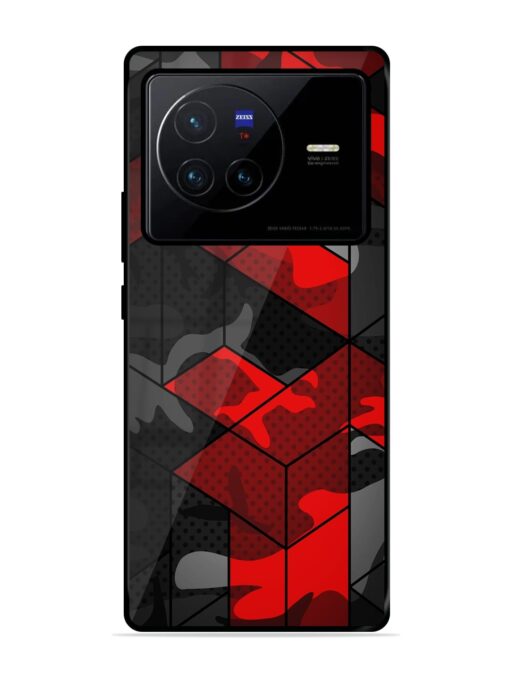 Royal Red Camouflage Pattern Glossy Metal Phone Cover for Vivo X80 Zapvi