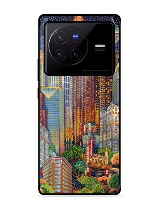 Cityscapes Art Glossy Metal Phone Cover for Vivo X80 Zapvi