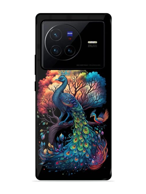 Peacock Tree Art Glossy Metal Phone Cover for Vivo X80 Zapvi