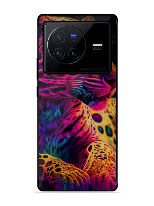 Leopard Art Glossy Metal Phone Cover for Vivo X80 Zapvi