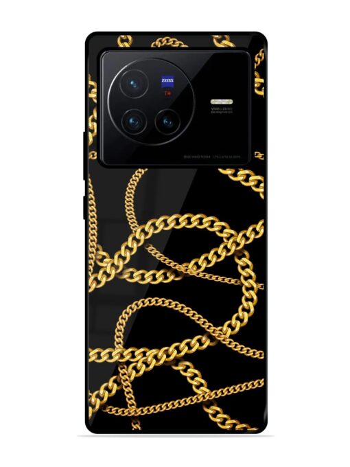 Decorative Golde Chain Glossy Metal Phone Cover for Vivo X80 Zapvi