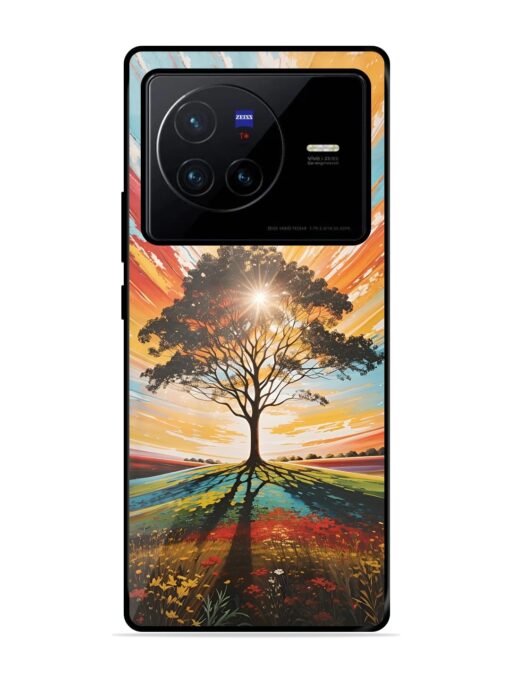 Abstract Tree Colorful Art Glossy Metal Phone Cover for Vivo X80 Zapvi