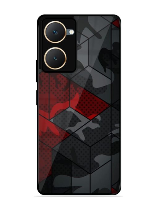 Red And Grey Pattern Glossy Metal Phone Cover for Vivo Y18E Zapvi