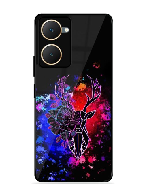 Floral Deer Art Glossy Metal Phone Cover for Vivo Y18E Zapvi