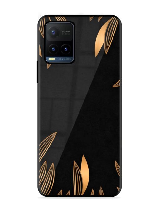 Golden Leaf Pattern Glossy Metal Phone Cover for Vivo Y21T