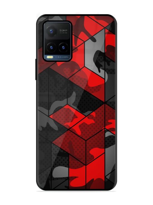 Royal Red Camouflage Pattern Glossy Metal Phone Cover for Vivo Y21T