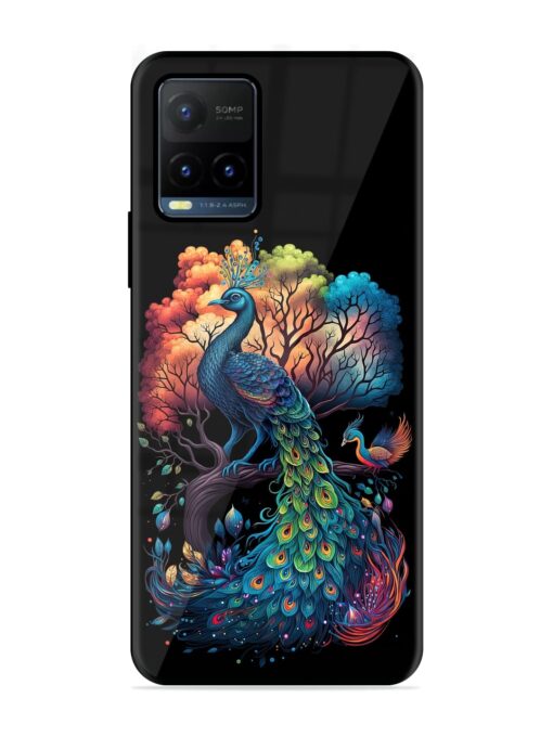 Peacock Tree Art Glossy Metal Phone Cover for Vivo Y21T Zapvi