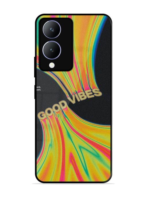 Good Vibes Glossy Metal Phone Cover for Vivo Y28 (5G) Zapvi