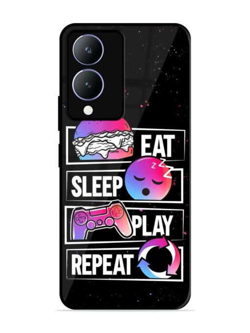 Eat Sleep Play Repeat Glossy Metal Phone Cover for Vivo Y28 (5G) Zapvi