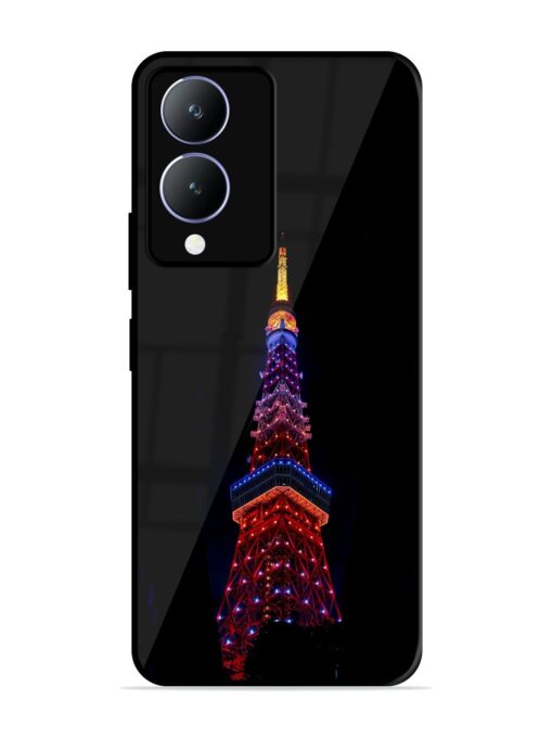 Eiffel Tower Night View Glossy Metal Phone Cover for Vivo Y28 (5G)