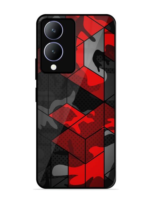 Royal Red Camouflage Pattern Glossy Metal Phone Cover for Vivo Y28 (5G) Zapvi