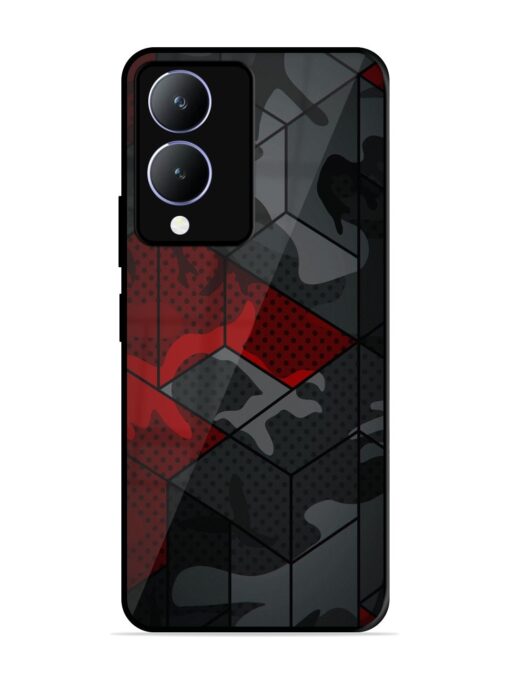 Red And Grey Pattern Glossy Metal Phone Cover for Vivo Y28 (5G) Zapvi