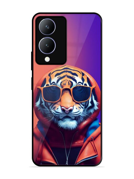 Tiger Animation Glossy Metal Phone Cover for Vivo Y28 (5G)