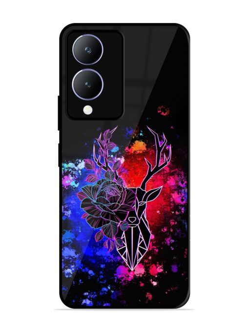 Floral Deer Art Glossy Metal Phone Cover for Vivo Y28 (5G) Zapvi