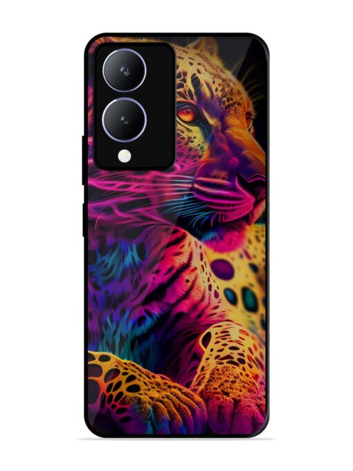 Leopard Art Glossy Metal Phone Cover for Vivo Y28 (5G) Zapvi