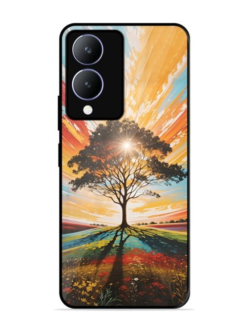 Abstract Tree Colorful Art Glossy Metal Phone Cover for Vivo Y28 (5G)