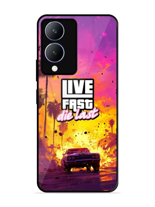 Live Fast Glossy Metal Phone Cover for Vivo Y28 (5G) Zapvi