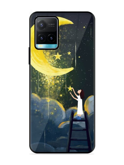 Moonlight Healing Night Illustration Glossy Metal TPU Phone Cover for Vivo Y33S