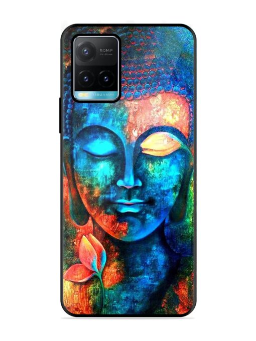 Buddha Painting Glossy Metal Phone Cover for Vivo Y33S Zapvi