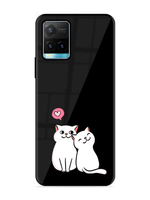 Cat Love Glossy Metal Phone Cover for Vivo Y33S Zapvi