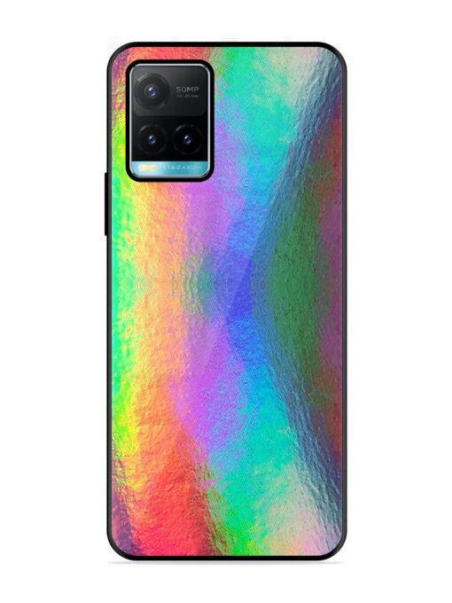 Colorful Holographic Background Glossy Metal TPU Phone Cover for Vivo Y33S