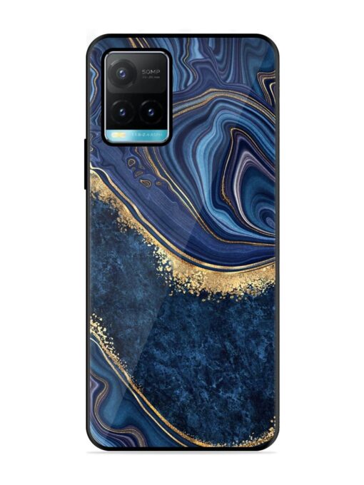 Abstract Background Blue Glossy Metal TPU Phone Cover for Vivo Y33S