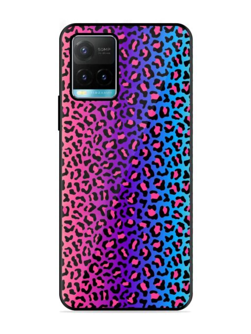 Colorful Leopard Seamless Glossy Metal Phone Cover for Vivo Y33S Zapvi