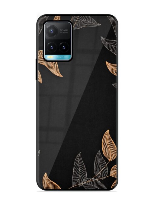 Foliage Art Glossy Metal Phone Cover for Vivo Y33S Zapvi