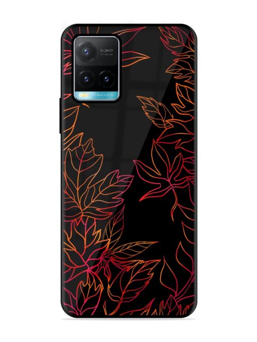 Red Floral Pattern Glossy Metal Phone Cover for Vivo Y33S Zapvi