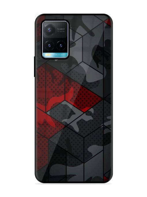 Red And Grey Pattern Glossy Metal Phone Cover for Vivo Y33S Zapvi