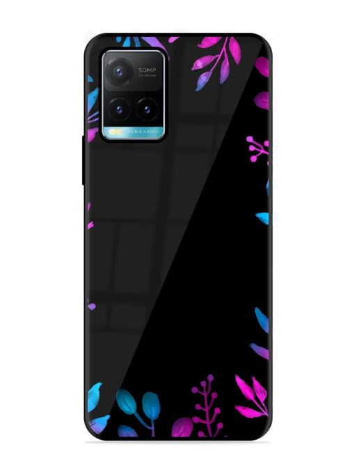 Flower Pattern Watercolor Glossy Metal Phone Cover for Vivo Y33S