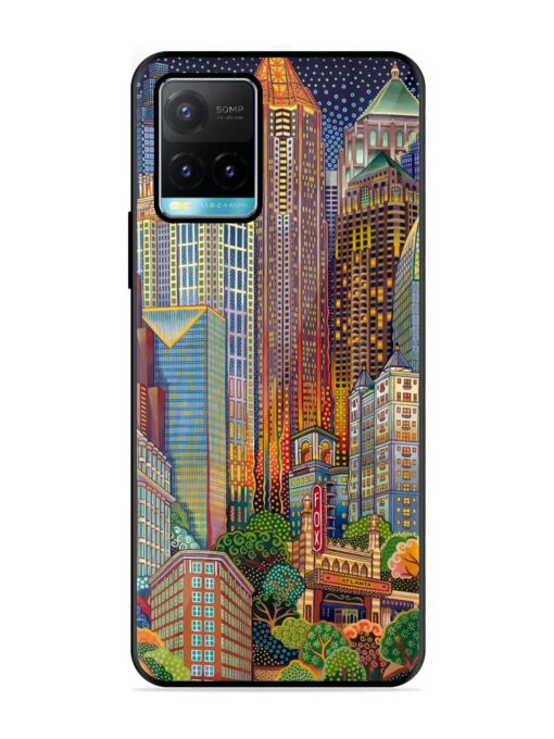 Cityscapes Art Glossy Metal Phone Cover for Vivo Y33S Zapvi