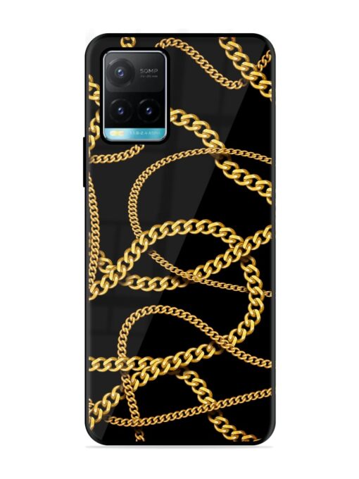 Decorative Golde Chain Glossy Metal Phone Cover for Vivo Y33S