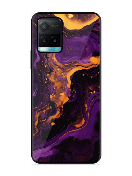 Painting Of A Purple Glossy Metal Phone Cover for Vivo Y33S