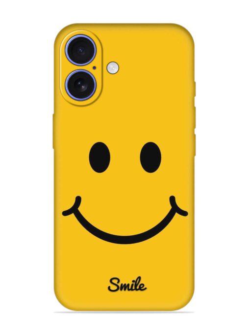 Yellow Smiley Embossed Soft Silicone Case for Apple Iphone 16 Zapvi