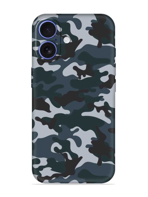 Dark Blue Army Military Art Embossed Soft Silicone Case for Apple Iphone 16 Zapvi