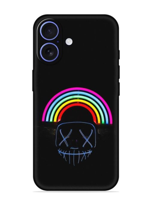 Mask Rainbow Embossed Soft Silicone Case for Apple Iphone 16 Zapvi