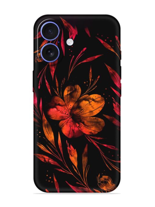 Red Flower Painting Embossed Soft Silicone Case for Apple Iphone 16