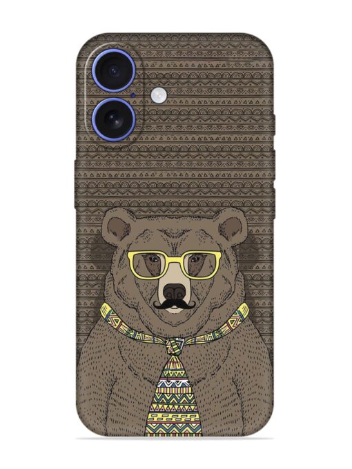 Grizzly Bear Embossed Soft Silicone Case for Apple Iphone 16 Zapvi