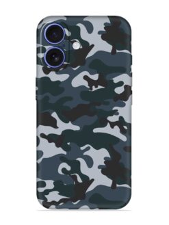 Dark Blue Army Military Art Embossed Soft Silicone Case for Apple Iphone 16 Plus