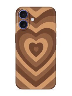 Brown Heart Embossed Soft Silicone Case for Apple Iphone 16 Plus
