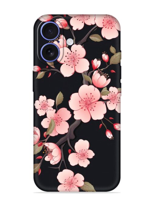 Cherry Blossom Embossed Soft Silicone Case for Apple Iphone 16 Plus Zapvi